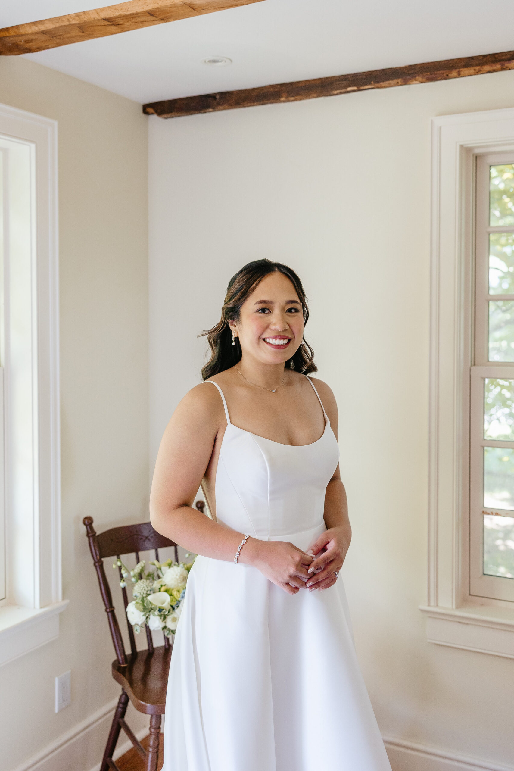 Bride getting ready for Niagara Wedding at Cherry Avenue Farms in Ontario. 