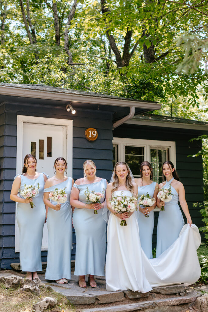 Park & Fifth bridesmaid dresses and bride at Muskoka Wedding. 