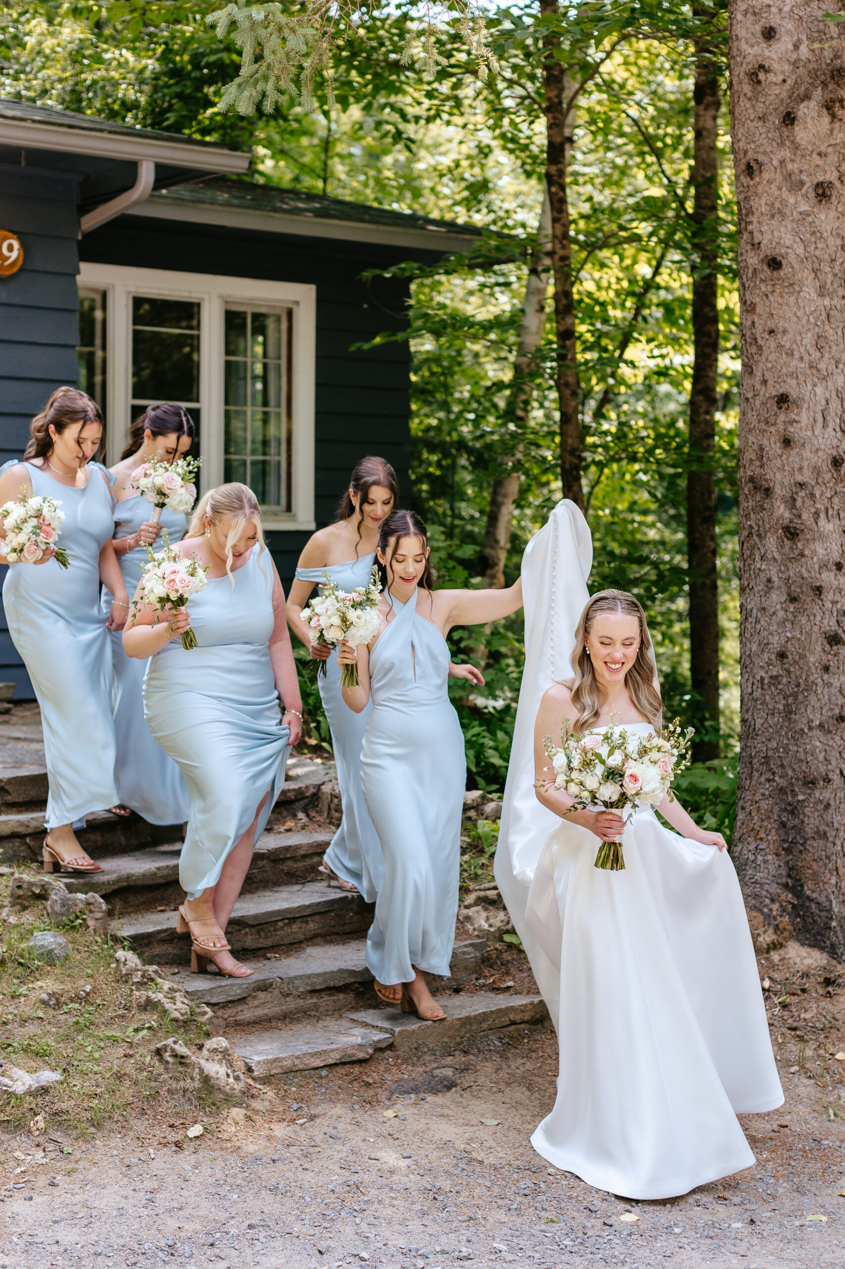 Park & Fifth bridesmaid dresses and bride at Muskoka Wedding. 