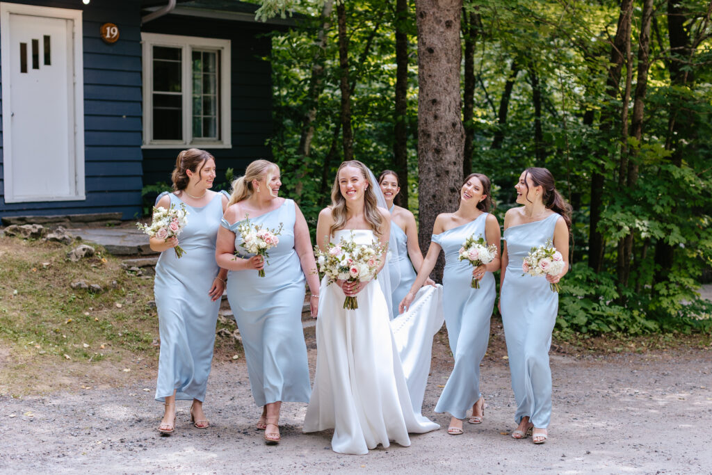 Park & Fifth bridesmaid dresses and bride at Muskoka Wedding. 