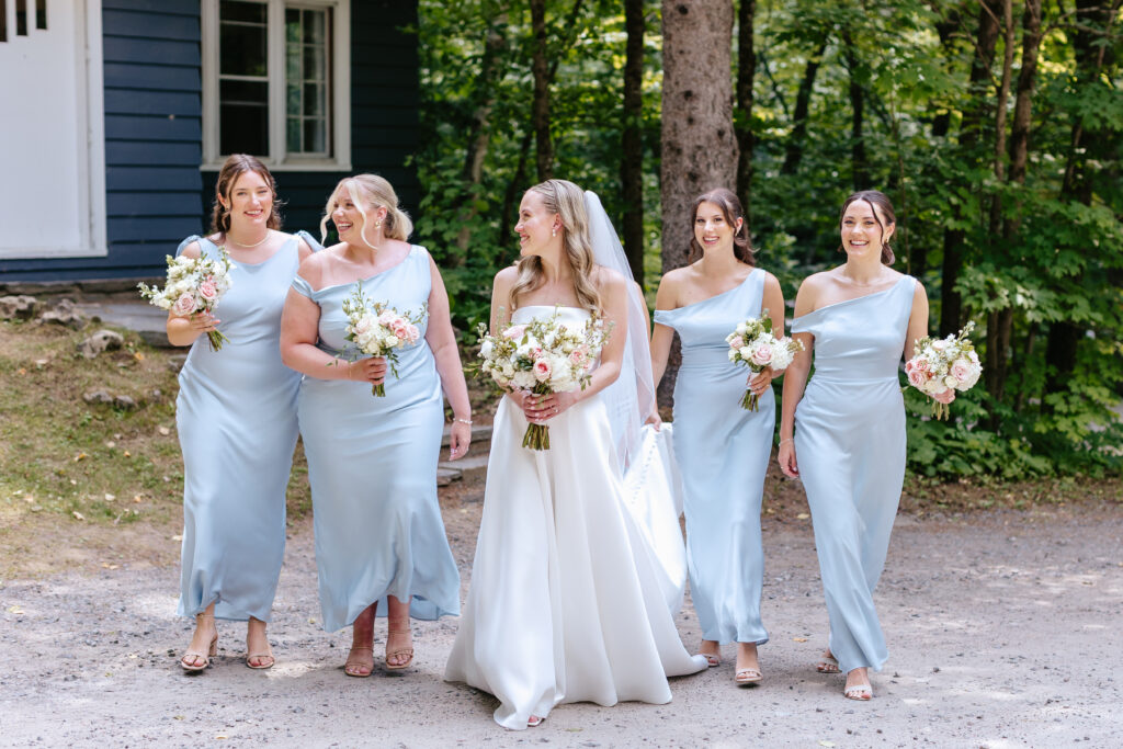 Park & Fifth bridesmaid dresses and bride at Muskoka Wedding. 