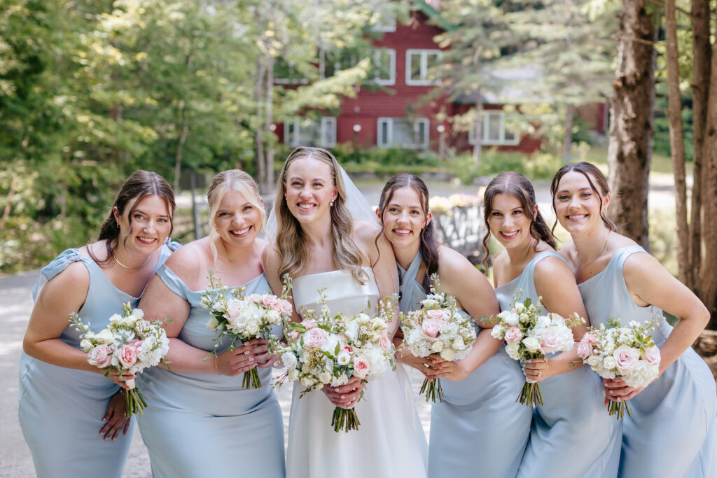 Park & Fifth bridesmaid dresses and bride at Muskoka Wedding. 